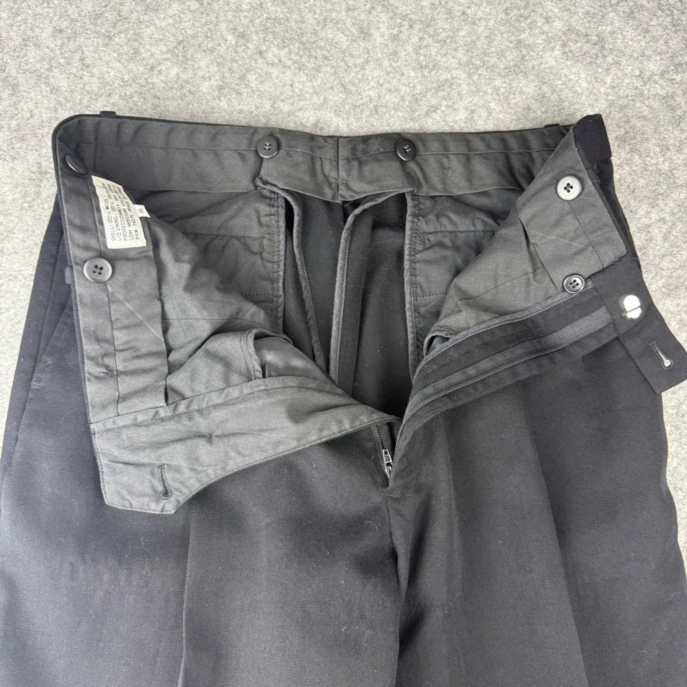 Mens Black 100% Wool Pleated Dress Pants Trousers Size 36L RN 74276